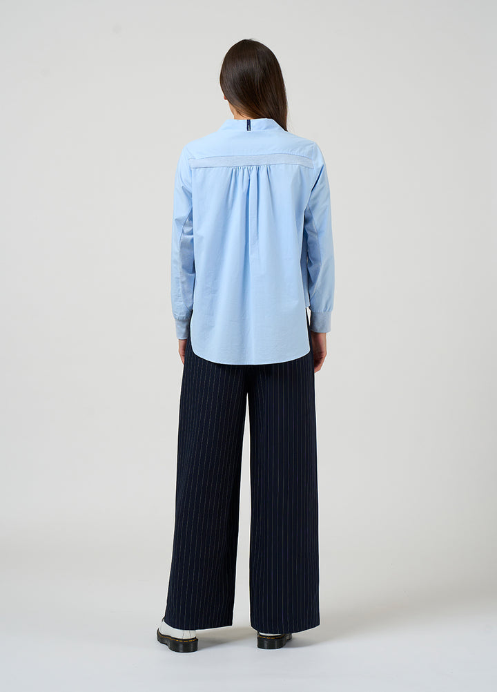 Madly Sweetly Mixed Media Shirt - Sky