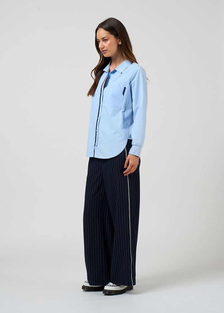 Madly Sweetly Mixed Media Shirt - Sky