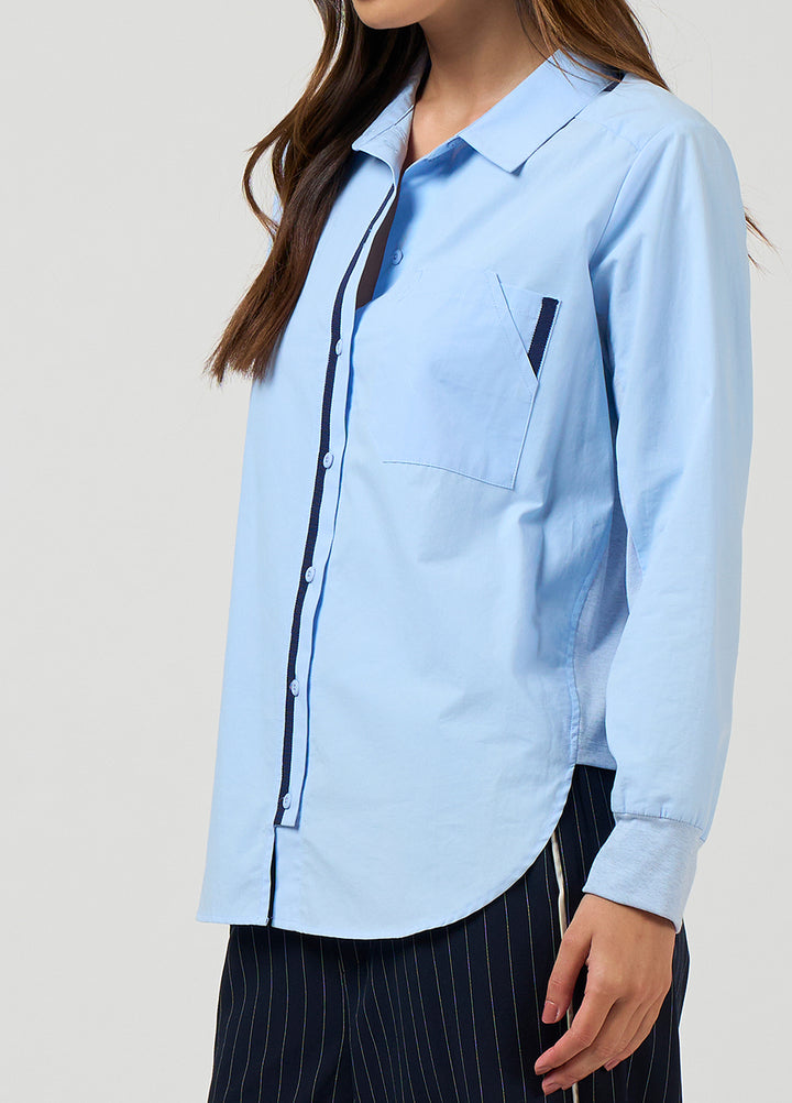 Madly Sweetly Mixed Media Shirt - Sky