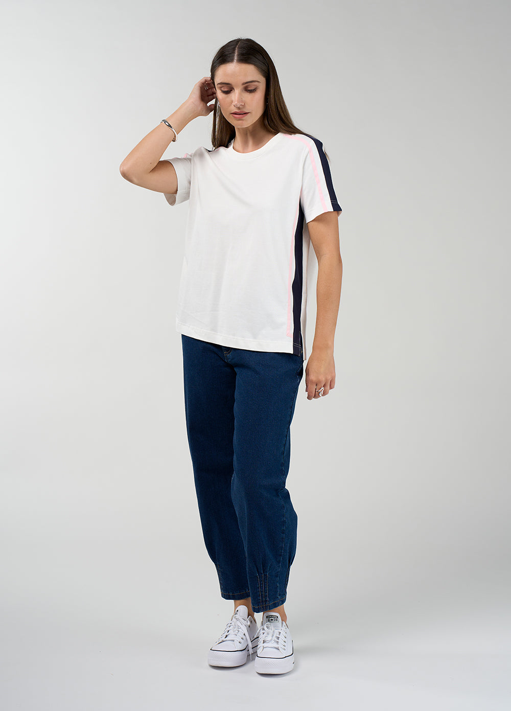 Madly Sweetly Contour Tee - Navy Wht
