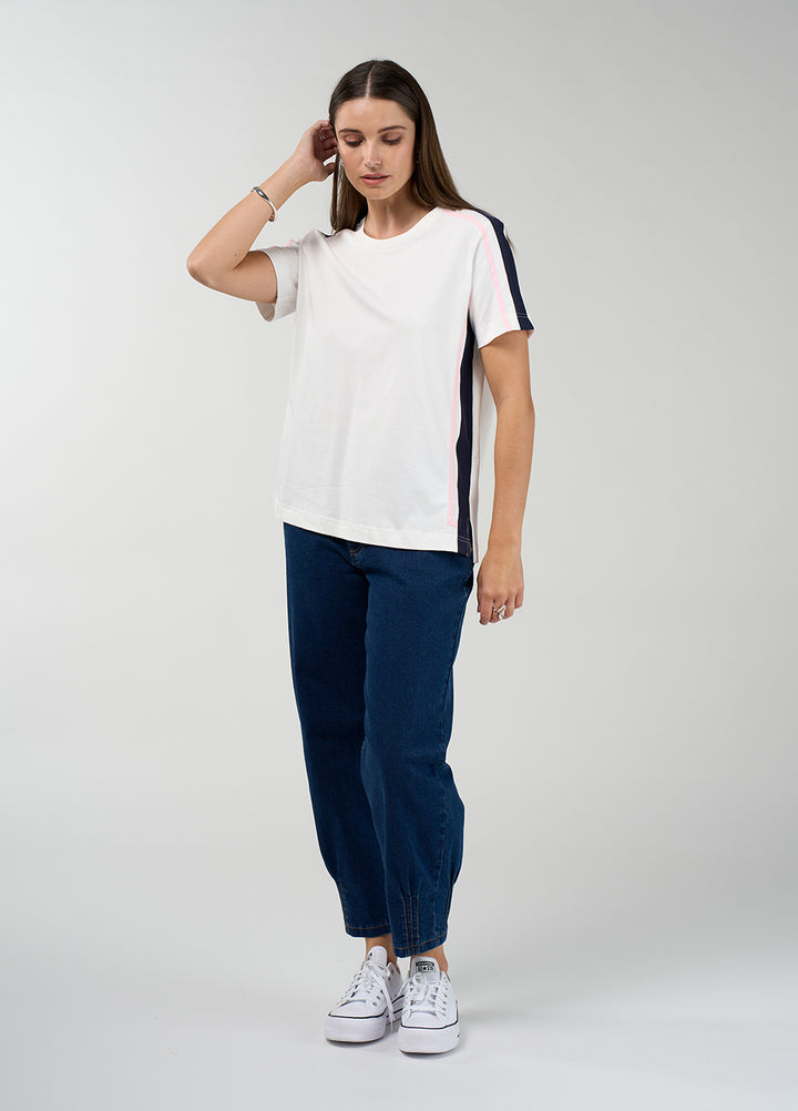 Madly Sweetly Contour Tee - Navy Wht