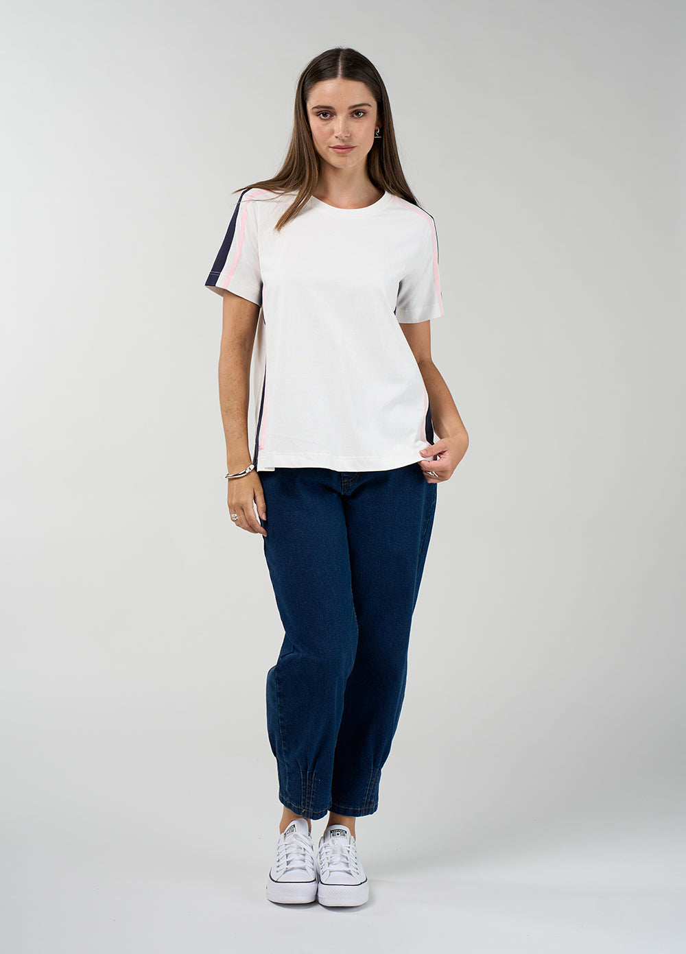 Madly Sweetly Contour Tee - Navy Wht