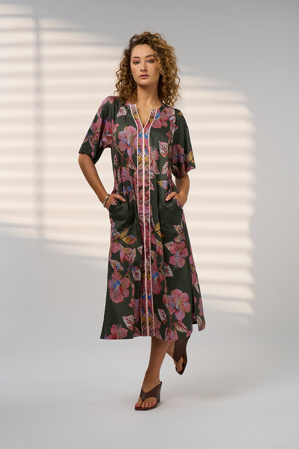 Madly Sweetly Mosaica Midi Dress - Khaki