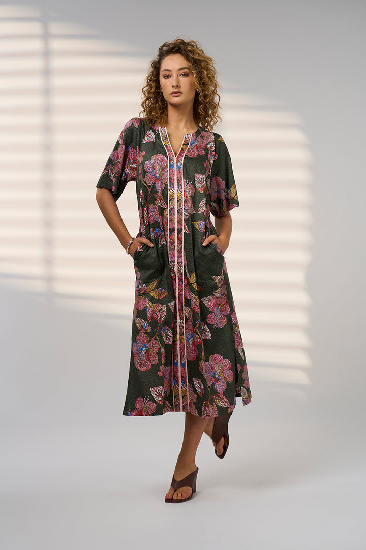 Madly Sweetly Mosaica Midi Dress - Khaki