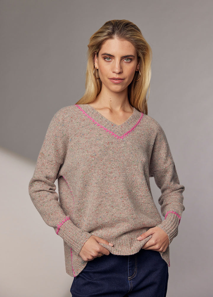 Madly Sweetly Saddle Row V-Sweater