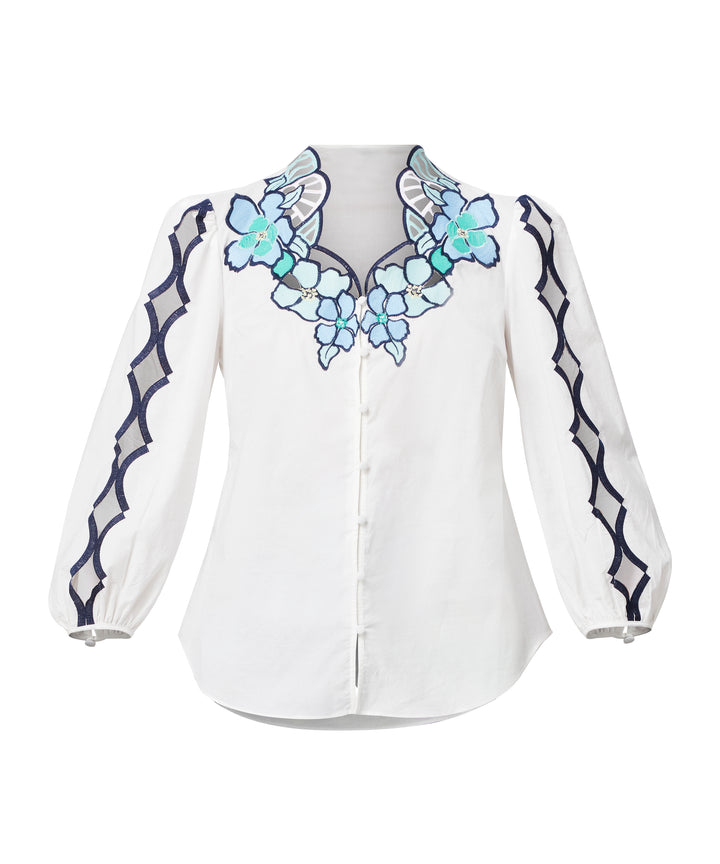 Once Was Cristina Embroidered Cotton Blouse