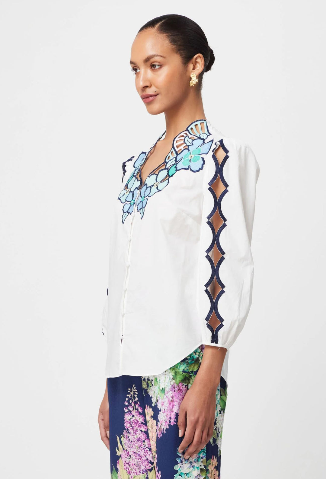 Once Was Cristina Embroidered Cotton Blouse