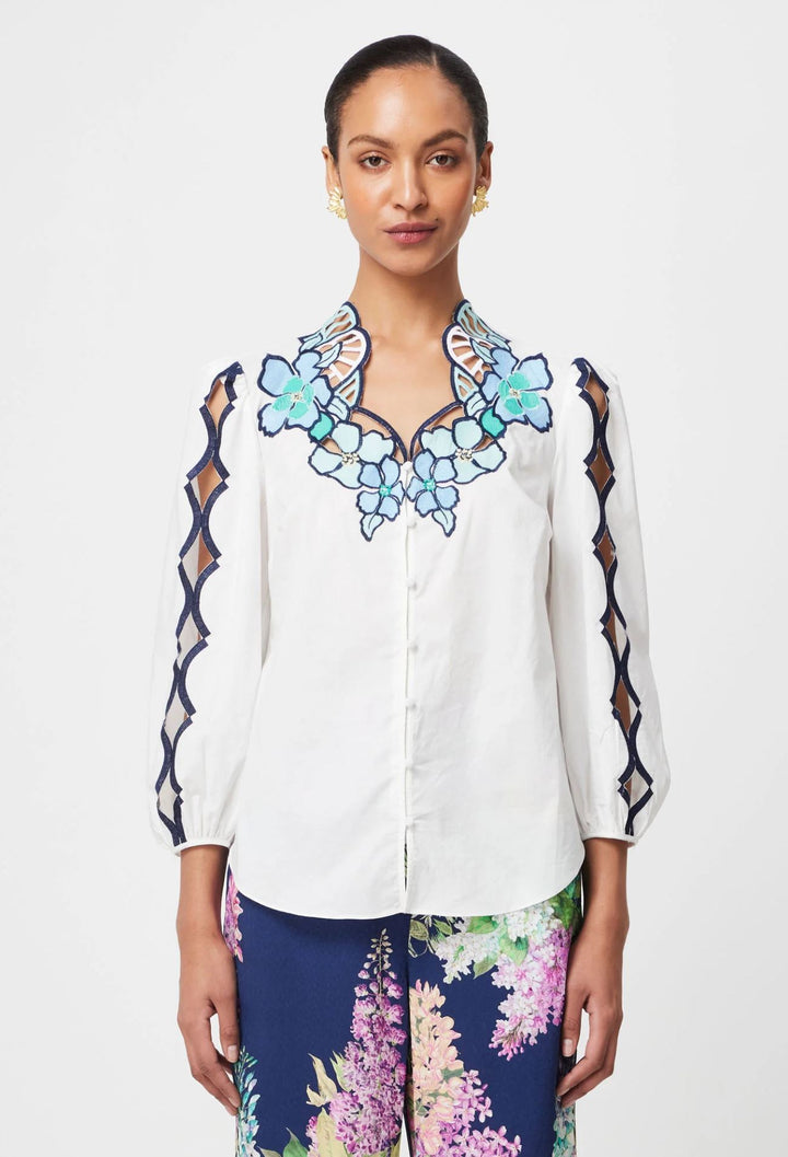 Once Was Cristina Embroidered Cotton Blouse