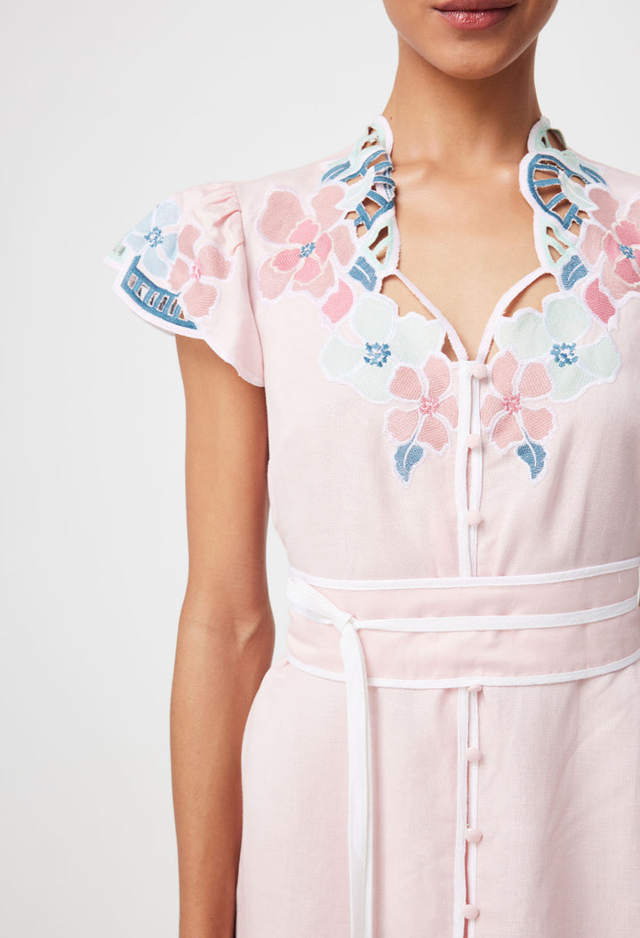 Once Was Ballou  Blush Embroidered Dress