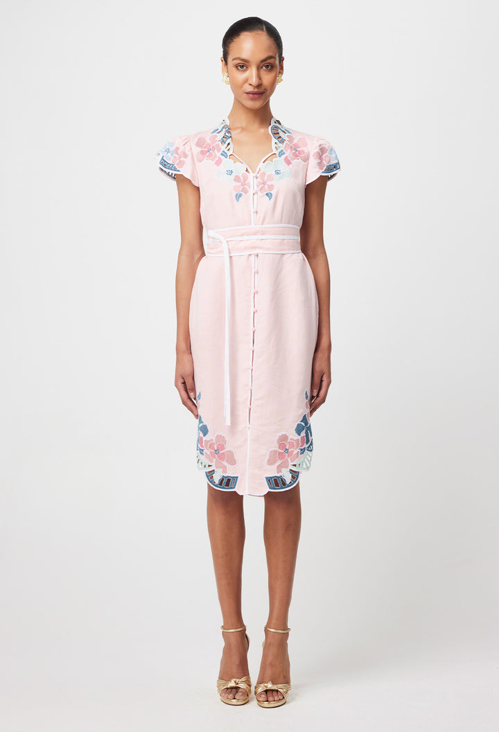 Once Was Ballou  Blush Embroidered Dress