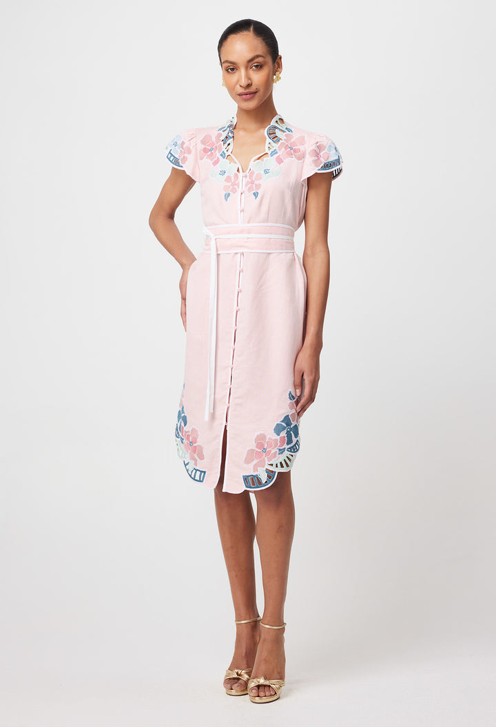 Once Was Ballou  Blush Embroidered Dress