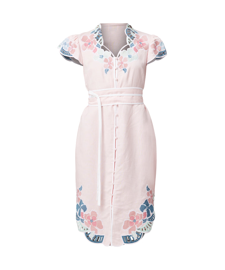 Once Was Ballou  Blush Embroidered Dress