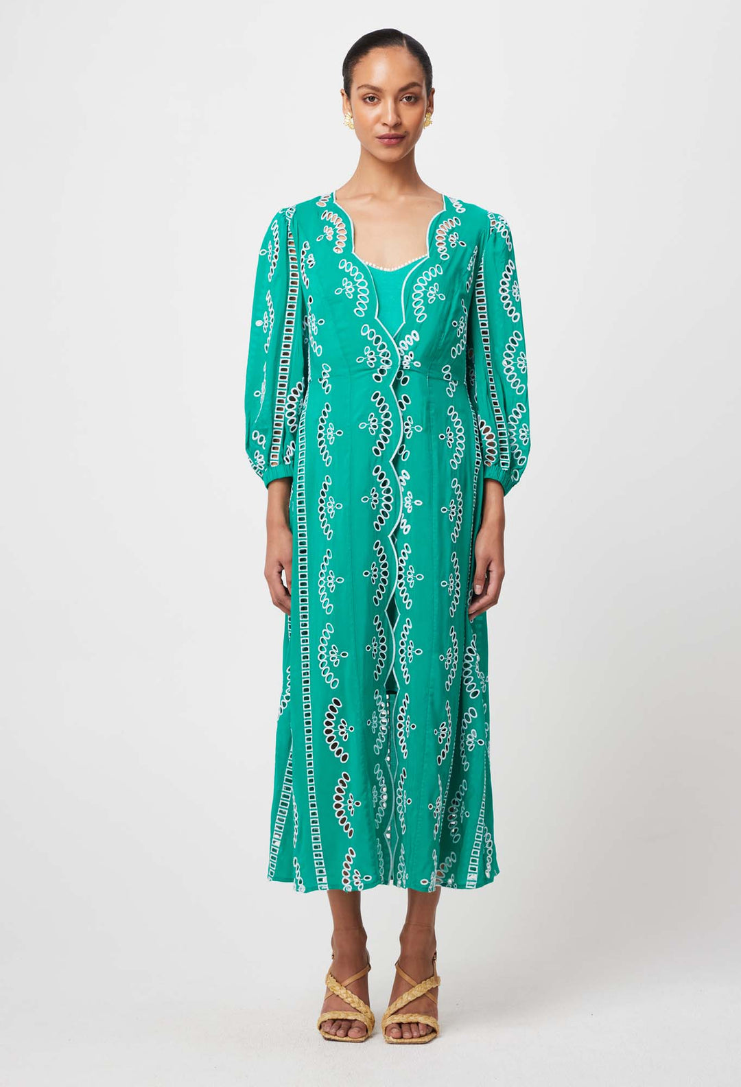 Once Was Morgan Embroidered Viscose Coat Dress