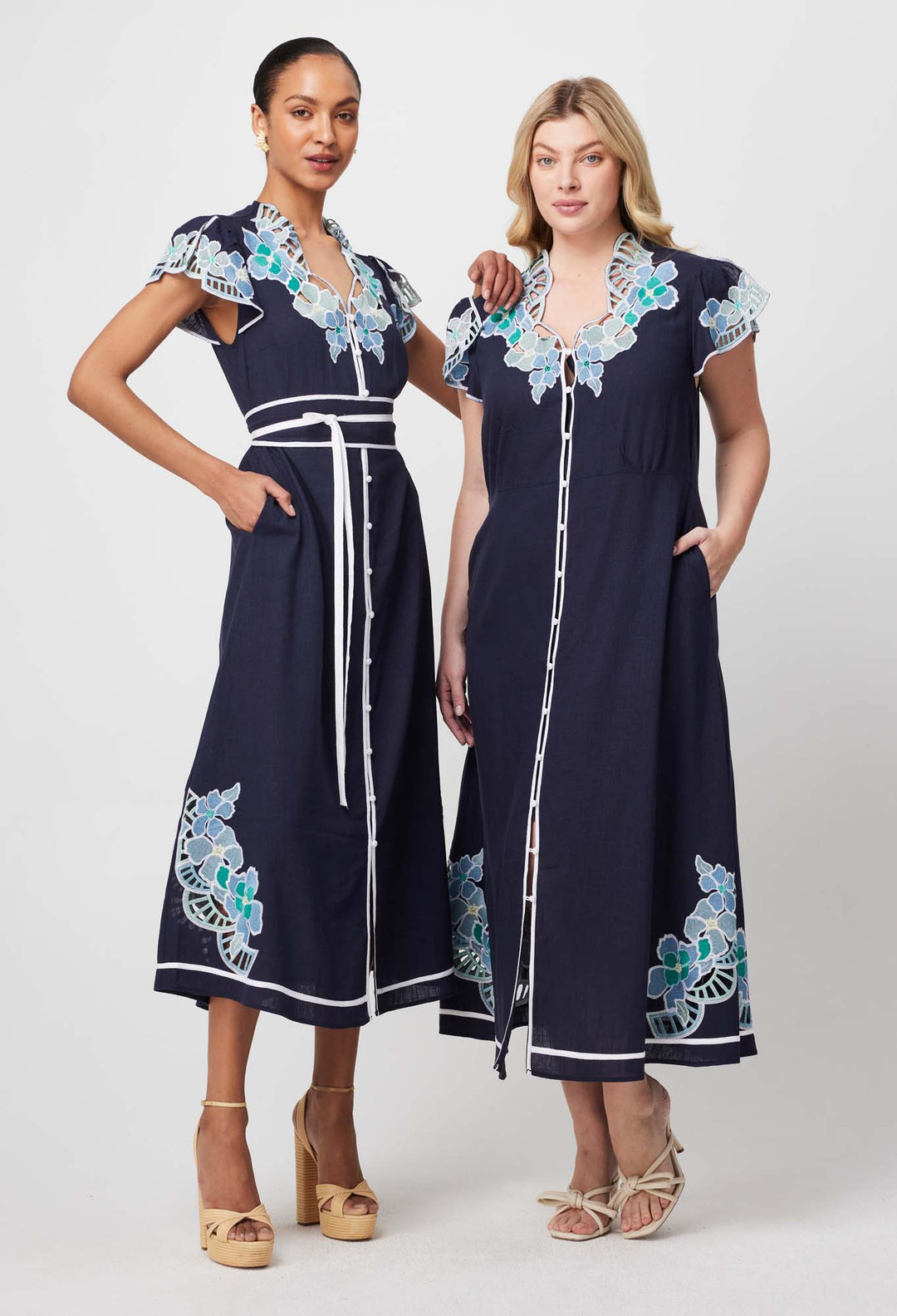 Once Was Delray Embroidered Linen Viscose Dress