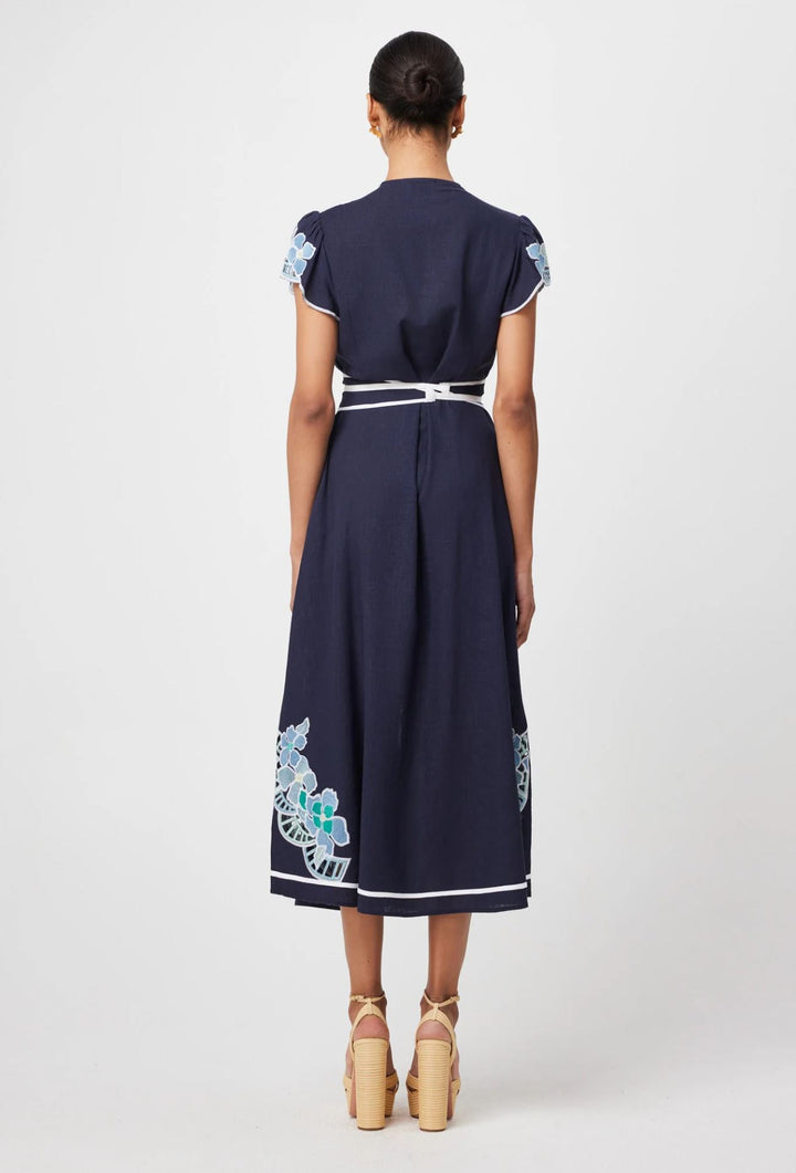 Once Was Delray Embroidered Linen Viscose Dress