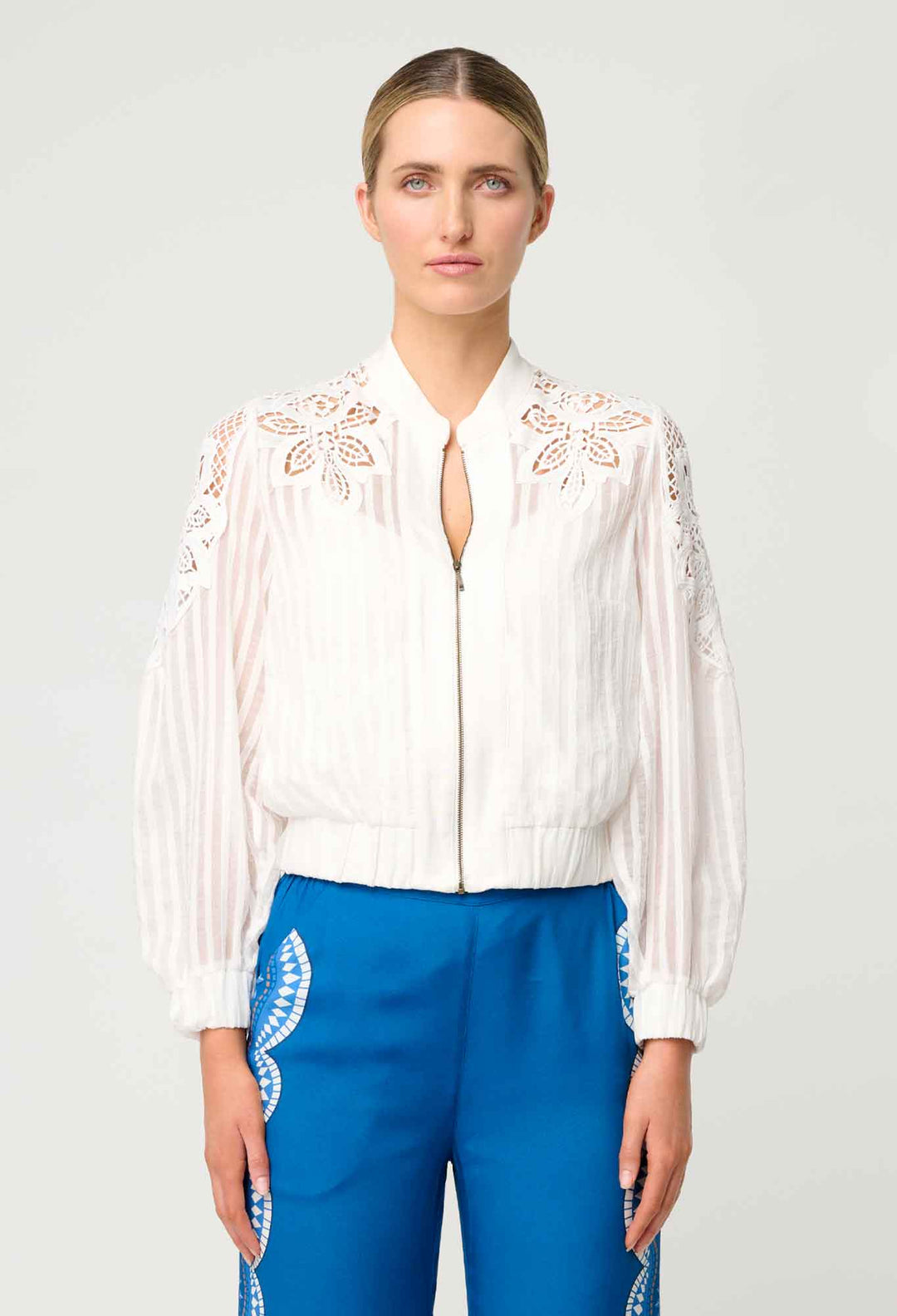 Once Was Lamia Tencel Lace Detail Bomber