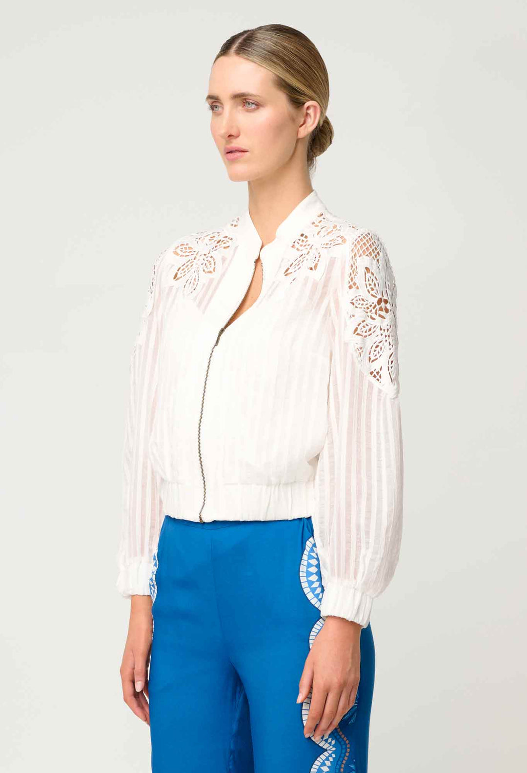 Once Was Lamia Tencel Lace Detail Bomber
