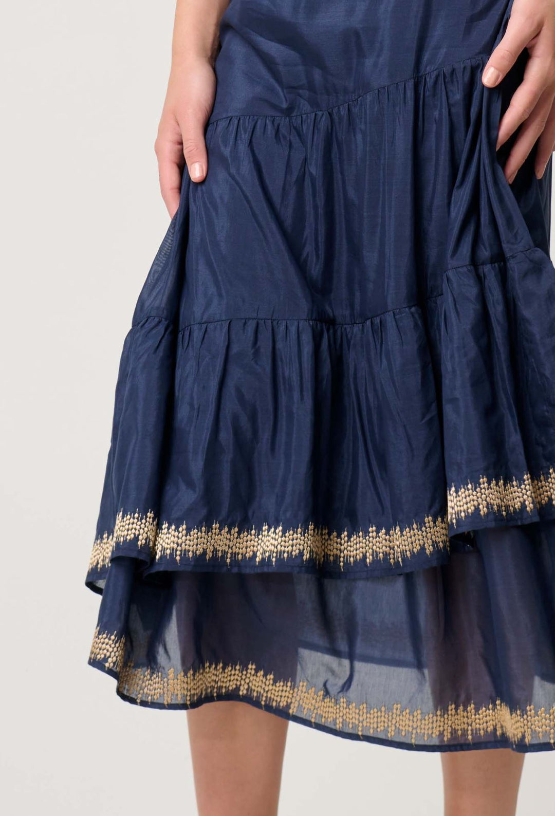 Once Was Mustique Cotton Silk Embroidered Skirt