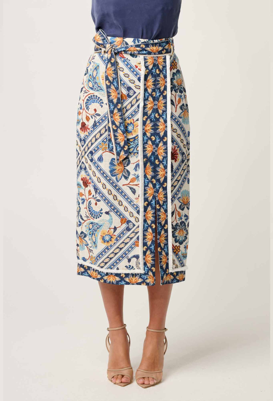 Once Was Zenobia Fringe Midi Skirt