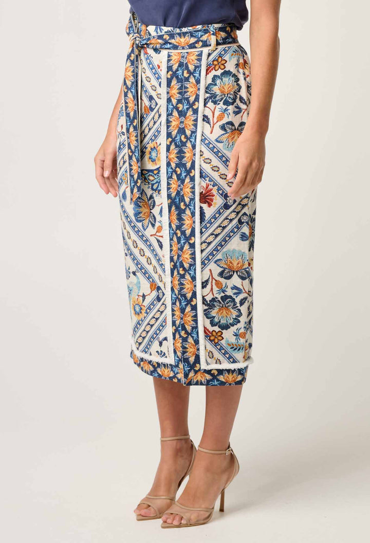 Once Was Zenobia Fringe Midi Skirt