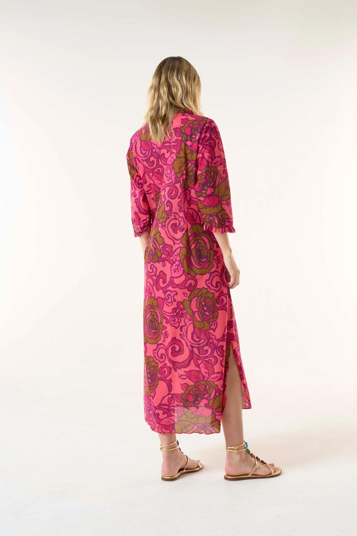 Oneseason San Sebastian Hot Coral Long Poppy dress