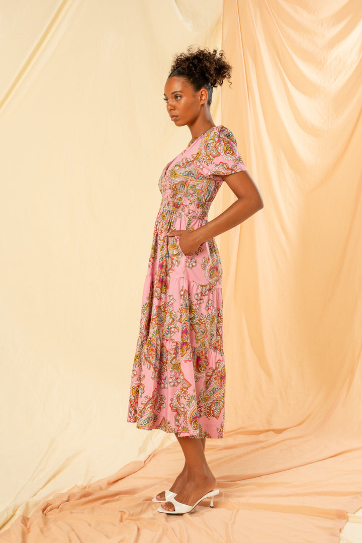 Kachel Sally Shirred Waist Maxi Dress