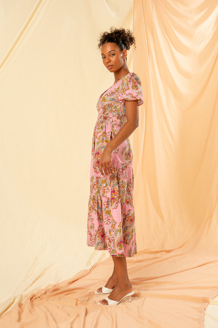 Kachel Sally Shirred Waist Maxi Dress