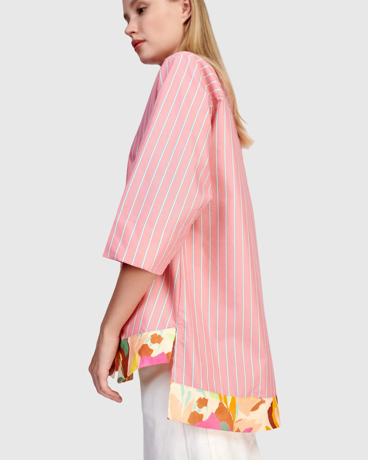 Alembika Jasmine Collarless Shirt - Blush