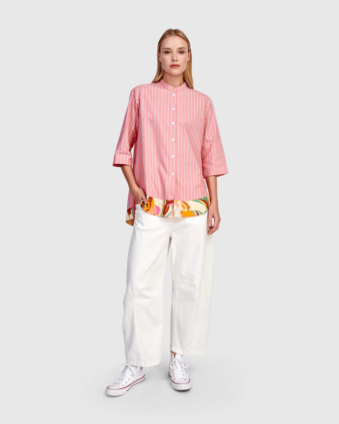 Alembika Jasmine Collarless Shirt - Blush