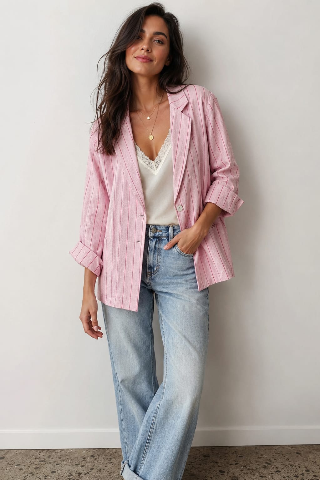 Alembika Linen Blazer - Pink