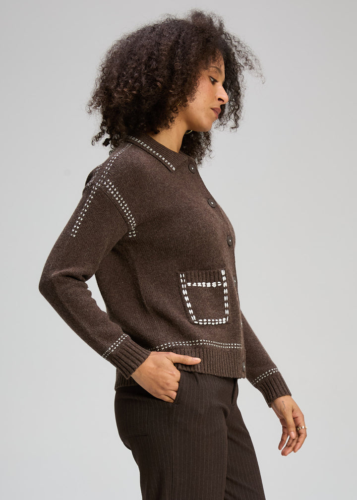 Zaket & Plover Tailored Cardigan - Cocoa