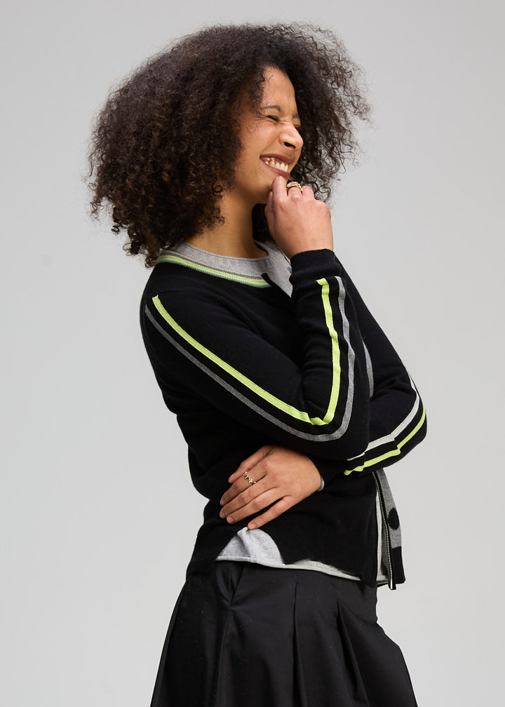 Zaket & Plover Stripe Spot Zip Up Cardigan