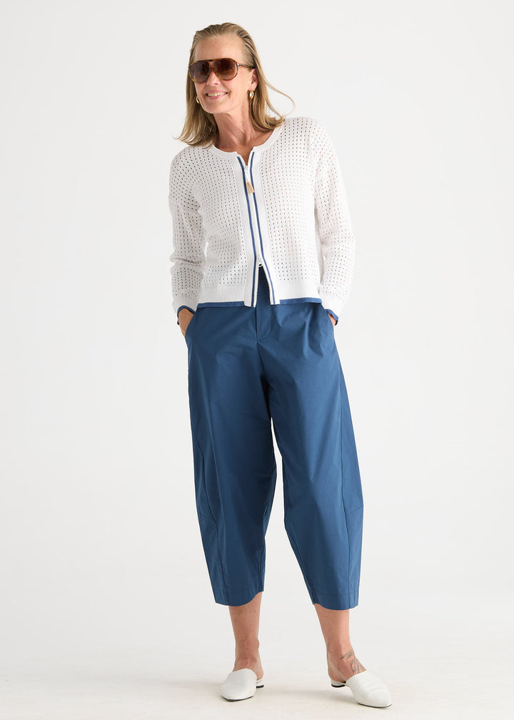 Zaket & Plover Pointelle Zip Cardigan