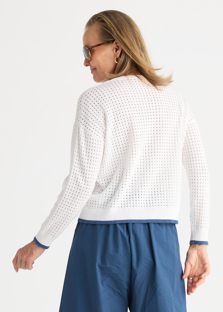Zaket & Plover Pointelle Zip Cardigan