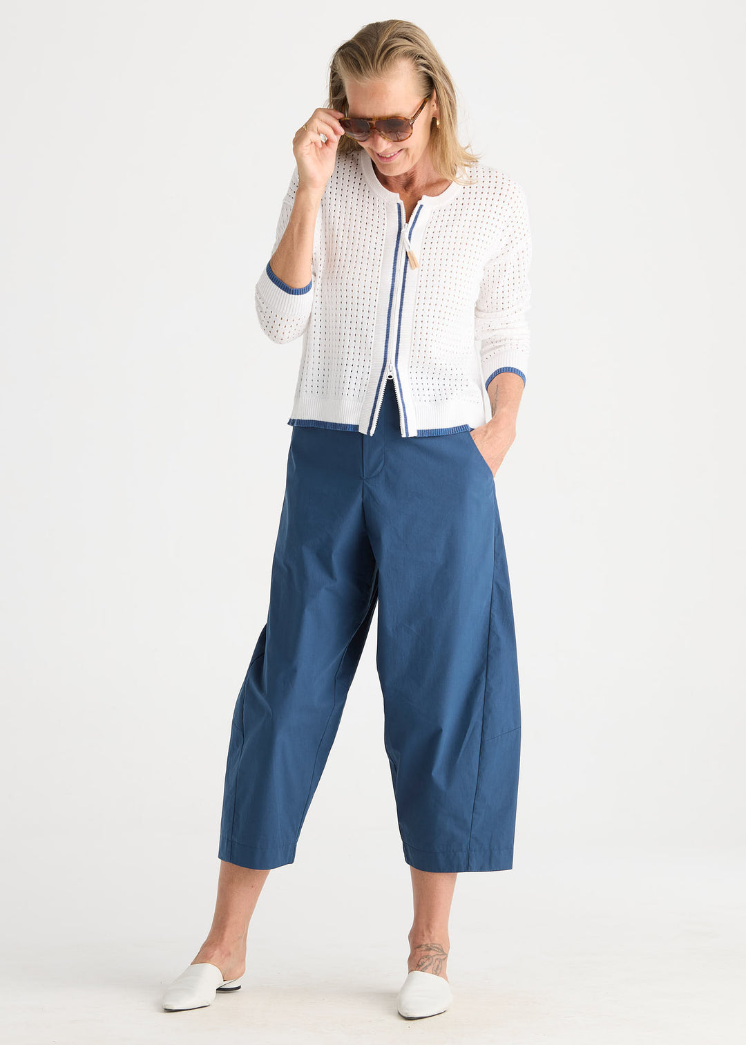 Zaket & Plover Pointelle Zip Cardigan