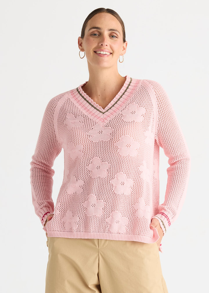 Zaket & Plover Pointelle Vee - Blush