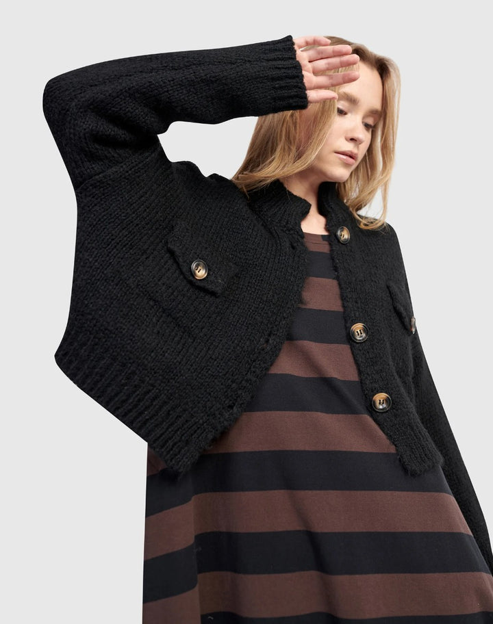 Alembika Black Trucker Cardigan