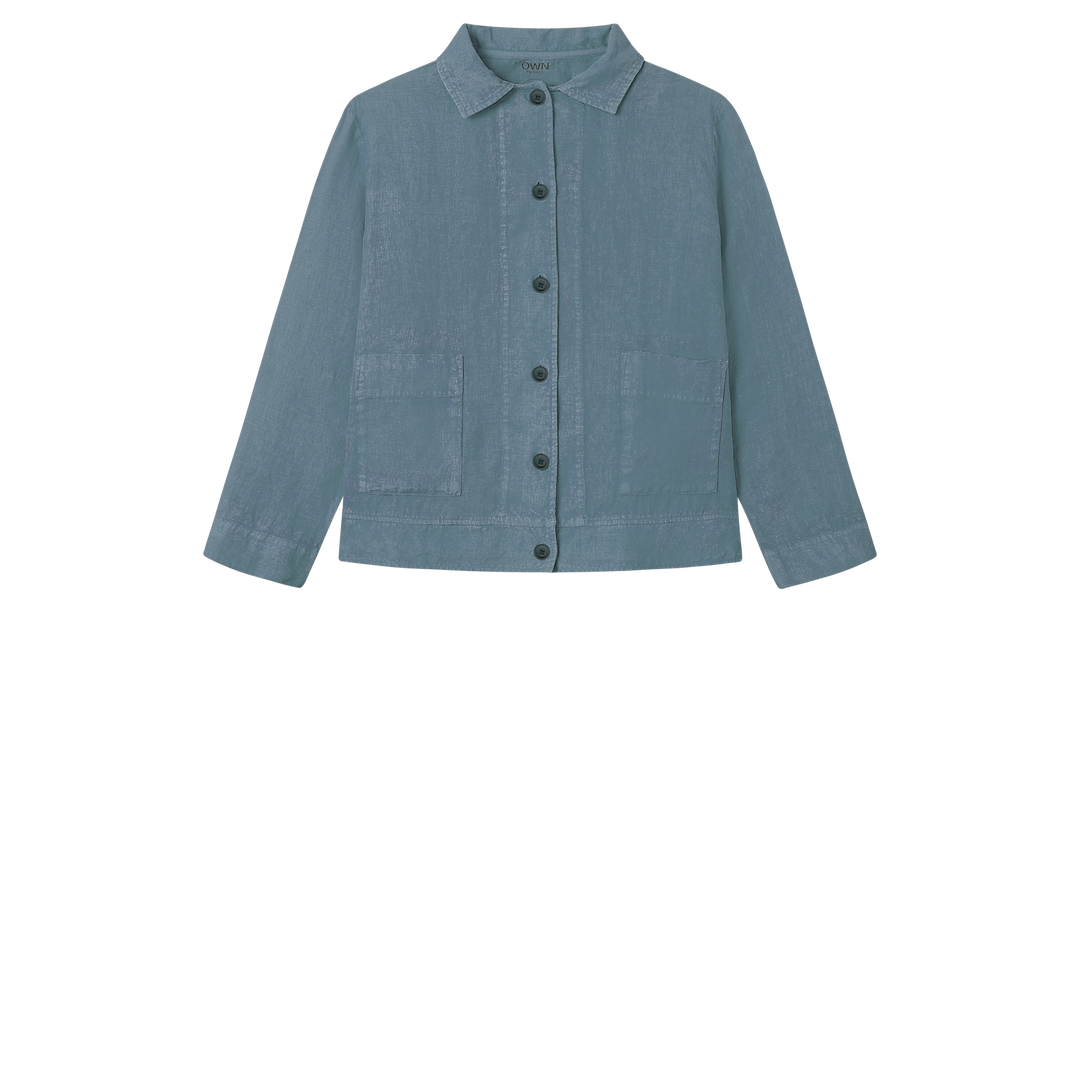By Basics Boxy Linen Jacket - Sea