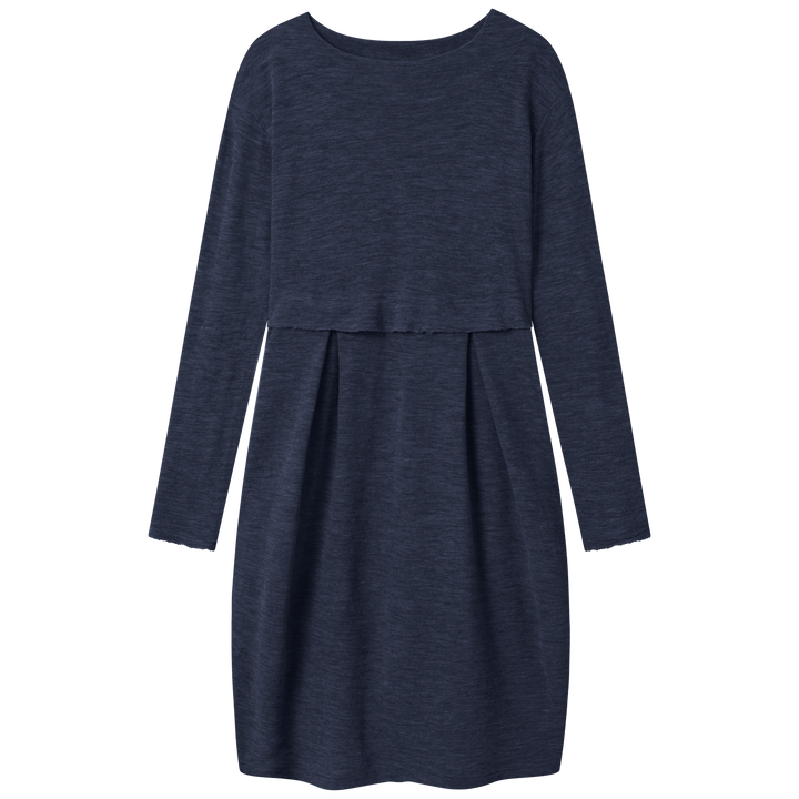 By Basics Dress with Pleats-Mid Blue