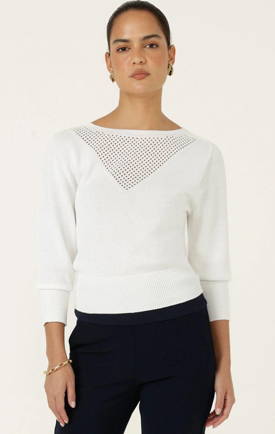 Sacha Drake Chloe 3/4 Sleeve Knit Top - Wht