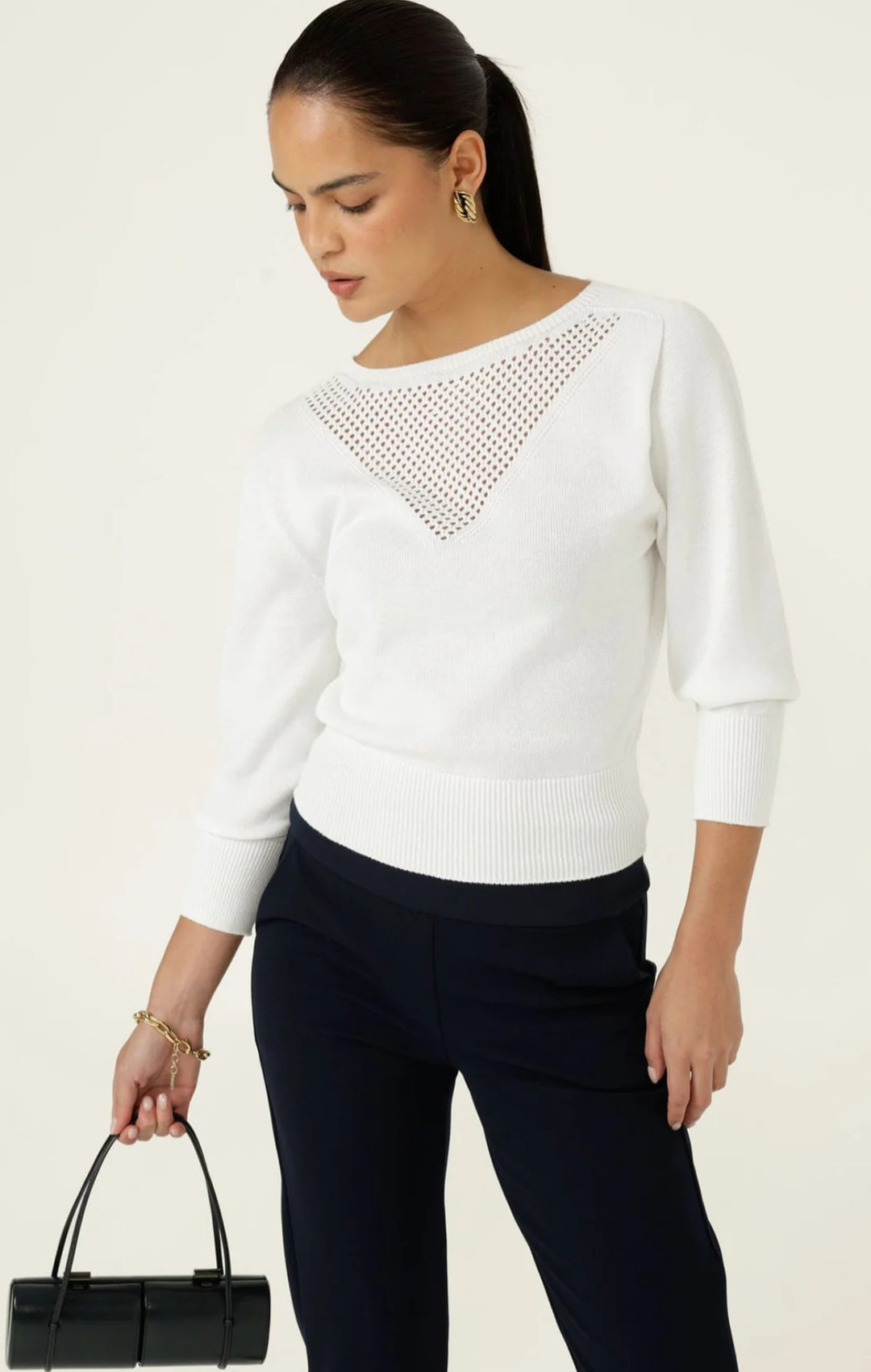 Sacha Drake Chloe 3/4 Sleeve Knit Top - Wht