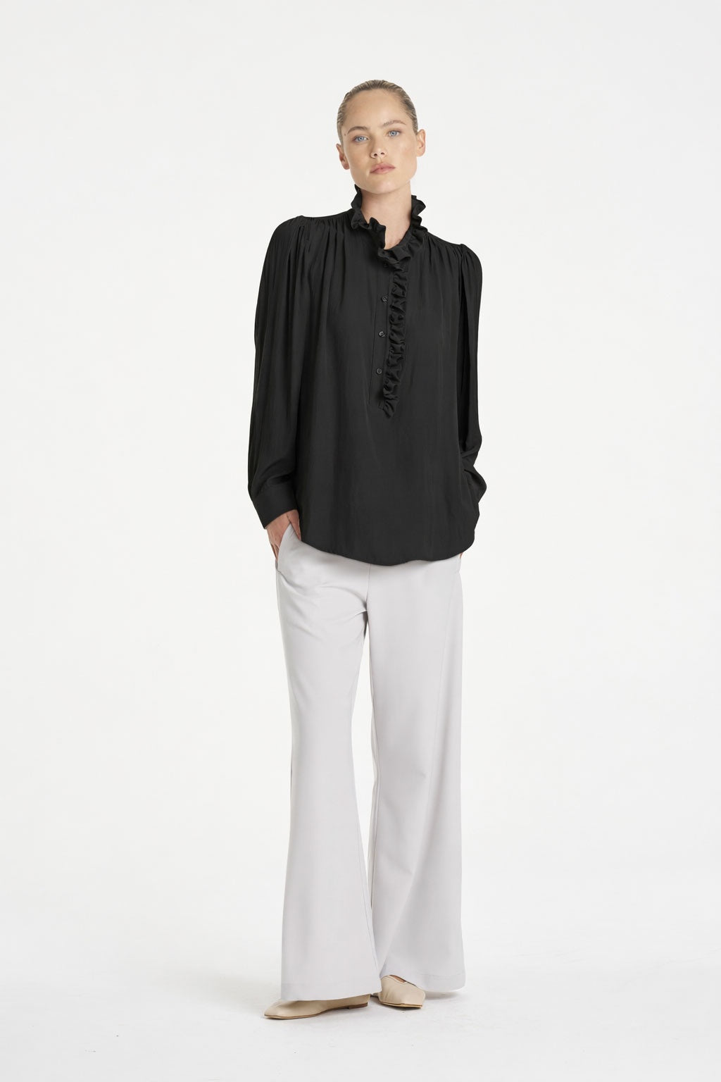 Mela Purdie Rufflet blouse - BLK