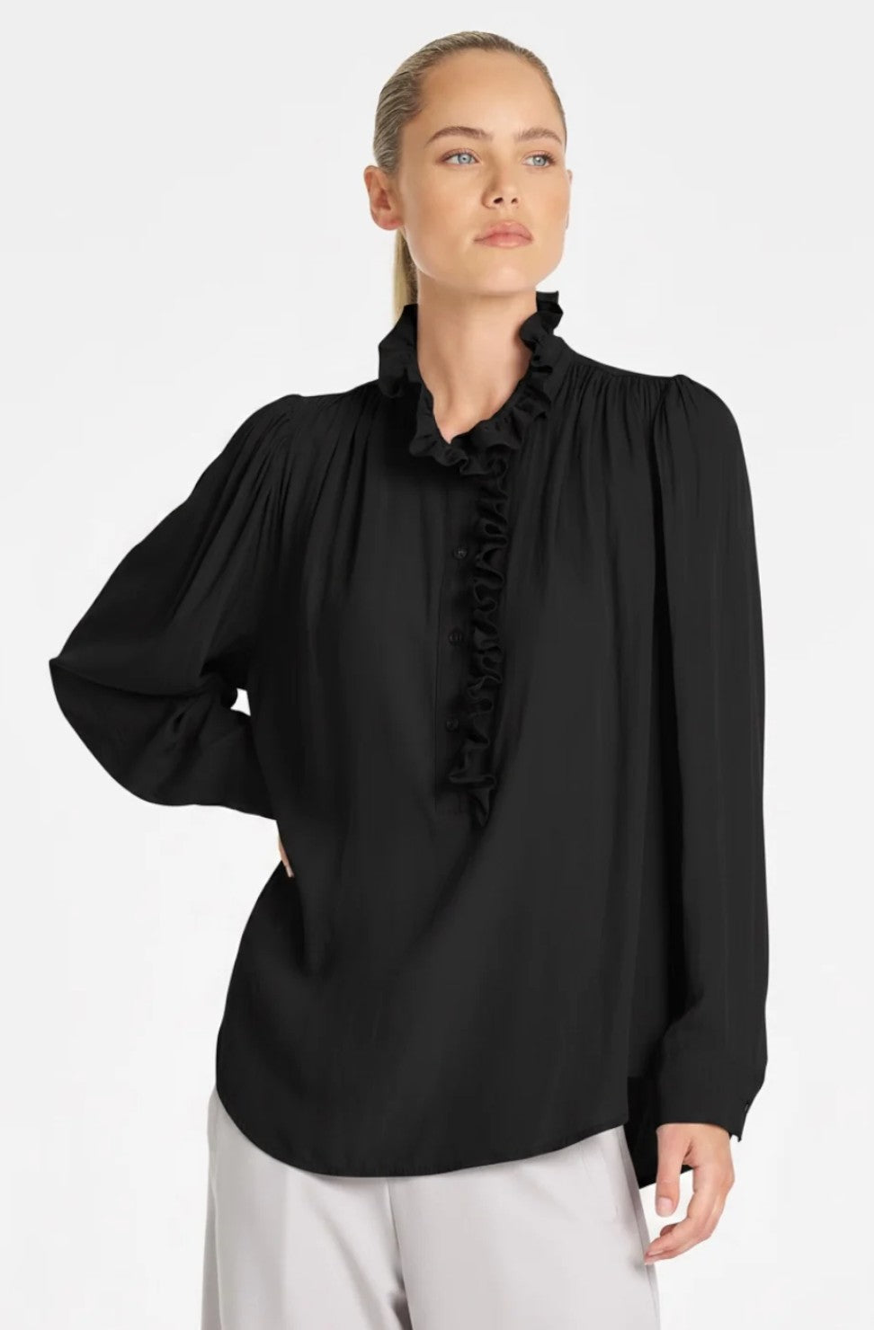 Mela Purdie Rufflet blouse - BLK