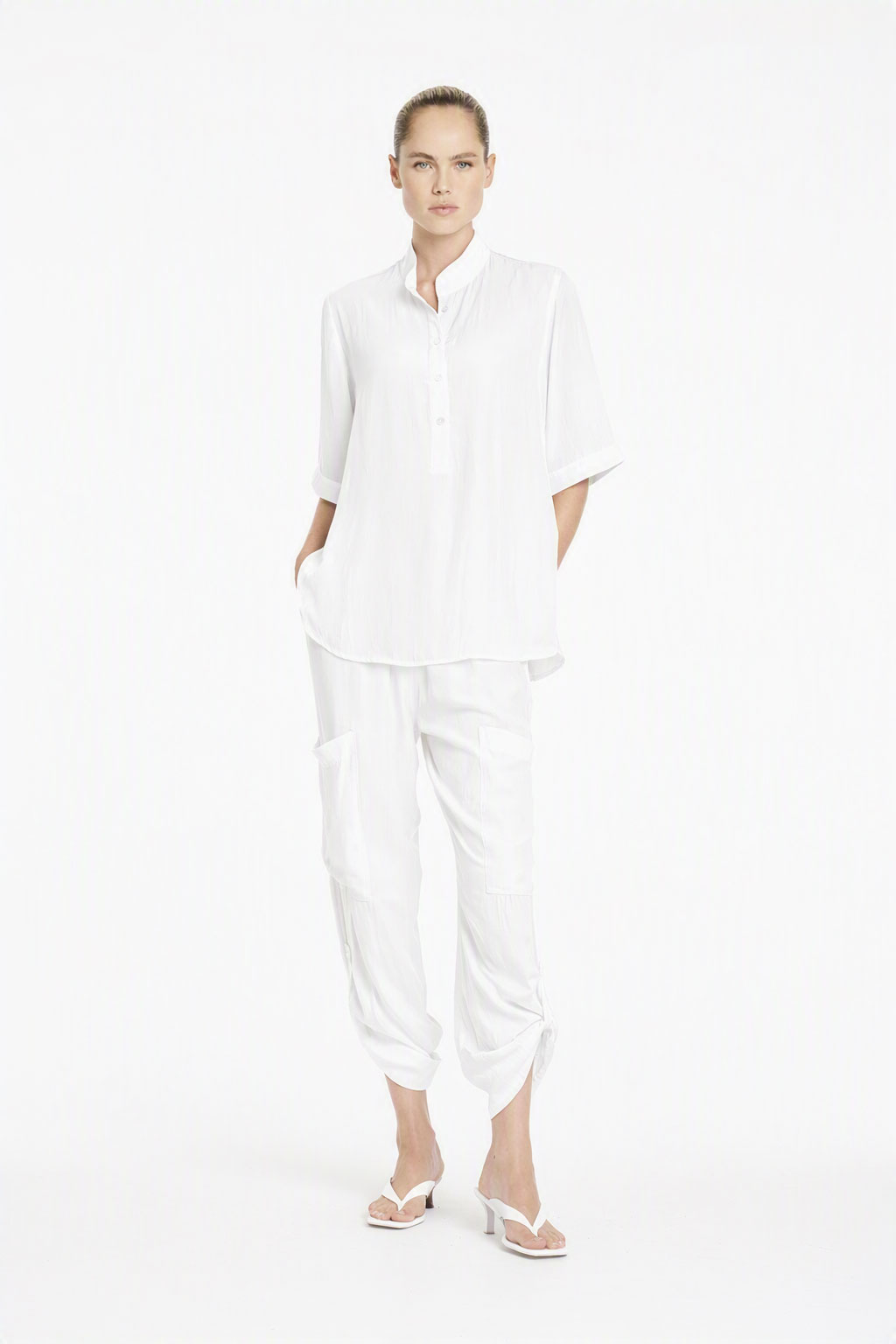 Mela Purdie Tab Swish Plaza top - WHT