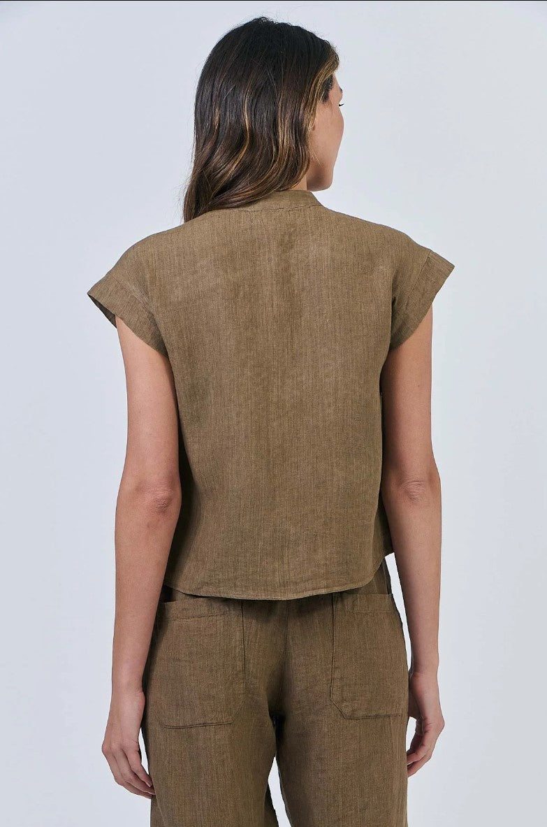 Naturals by O & J Ruffle Placket Top