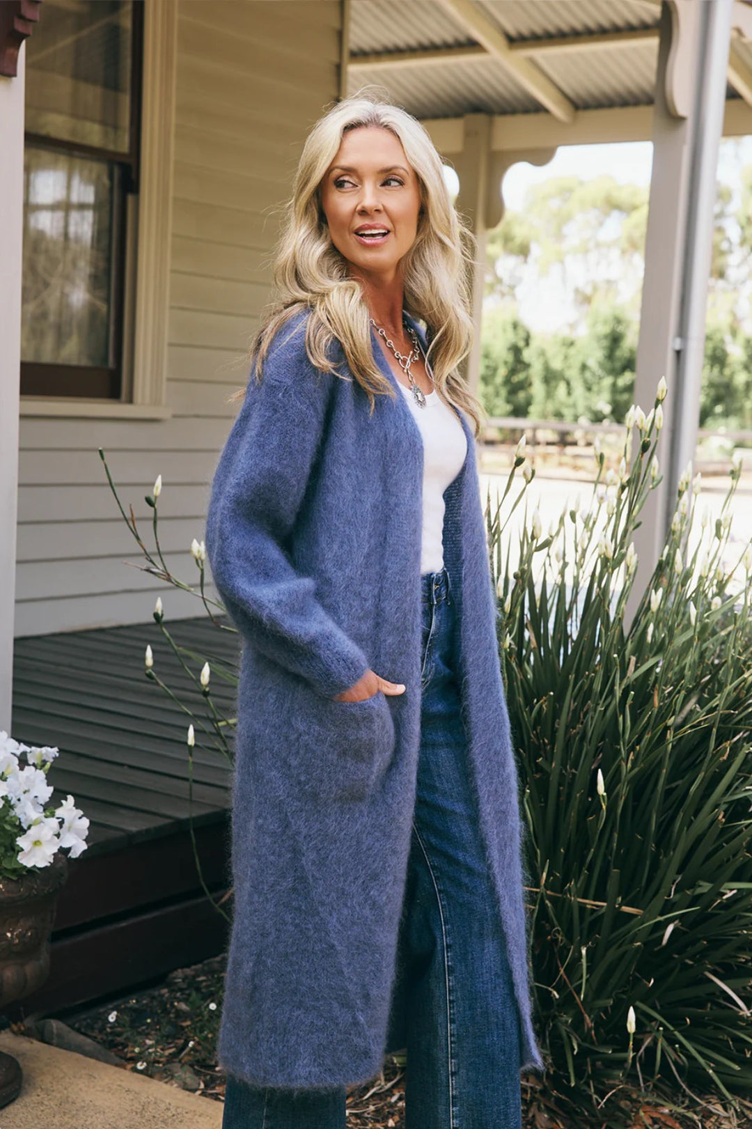 Italian Star long Mohair Cardigan - Den