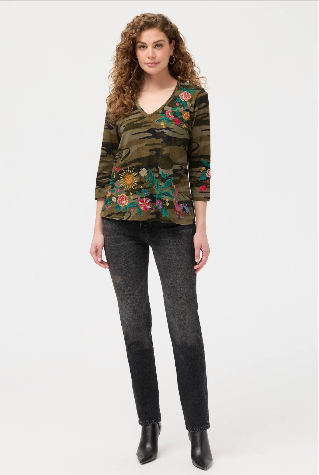 Johnny Was Trapunto V-Neck Tee