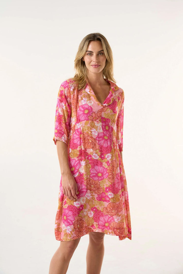 OneSeason Pink Jazz-Cape Middy Dress