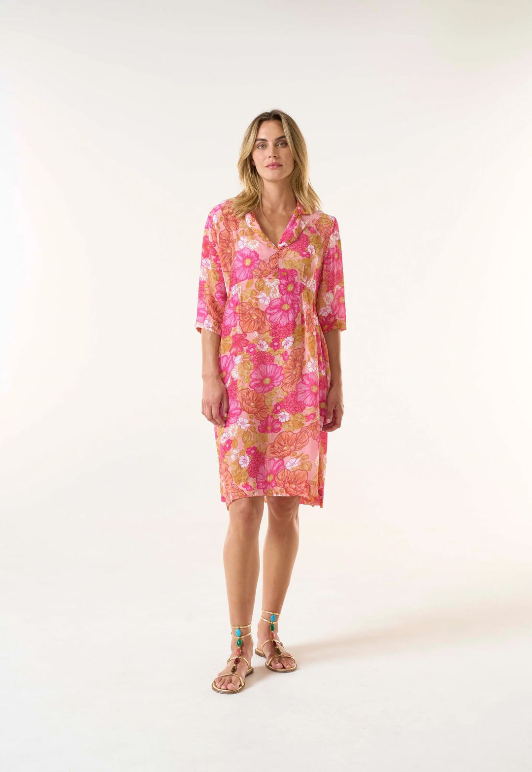 OneSeason Pink Jazz-Cape Middy Dress