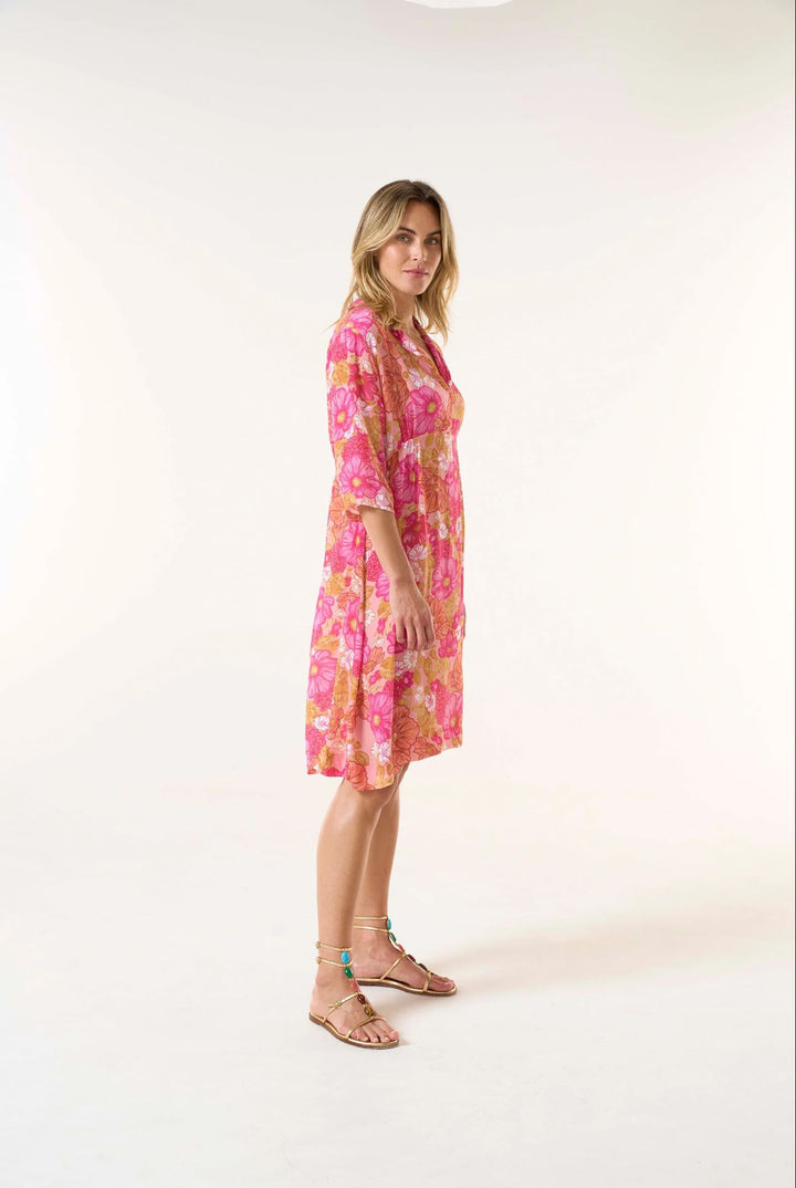 OneSeason Pink Jazz-Cape Middy Dress